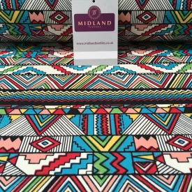 100% Cotton Canvas Multicoloured Geometric Printed Craft Fabric 44" Wide MK856-1