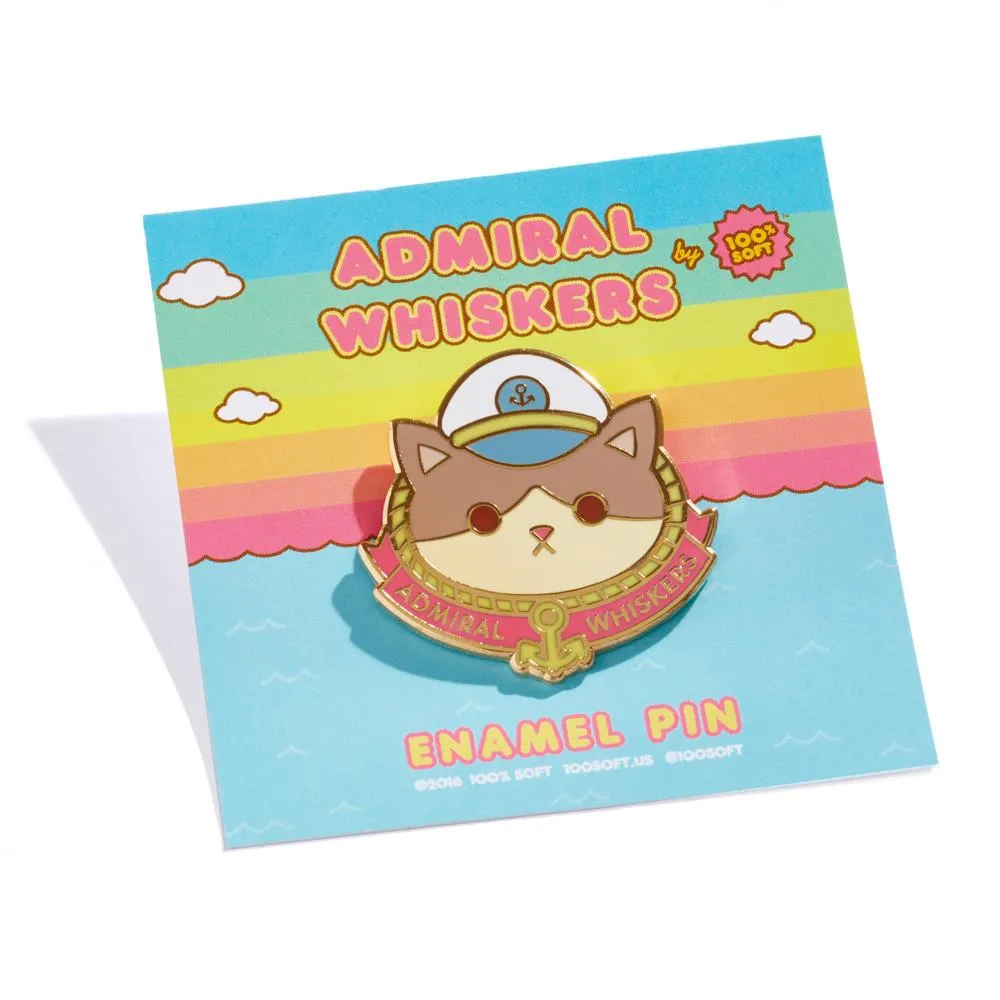 Adorable Admiral Whiskers Cat Enamel Pin by 100% Soft - Cute Collectible Accessory