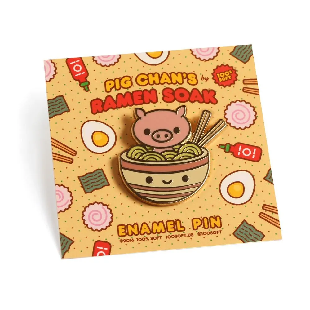 100% Soft - "Pig Chan’s Ramen Soak" Enamel Pin