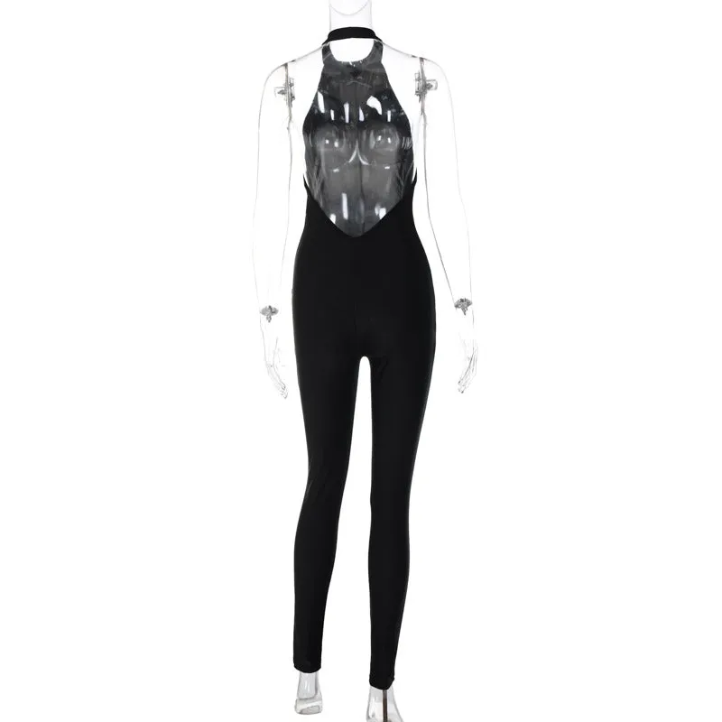 11246 Sleeveless Backless Solid Bodycon One Piece Jumpsuit Casual Inside Wholesale 2023 New Spring Summer American Clothing
