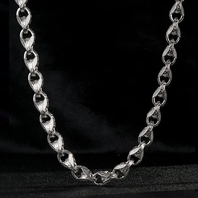 12mm Silver Filled Bonded Patterned Tulip Chain 27 Inches