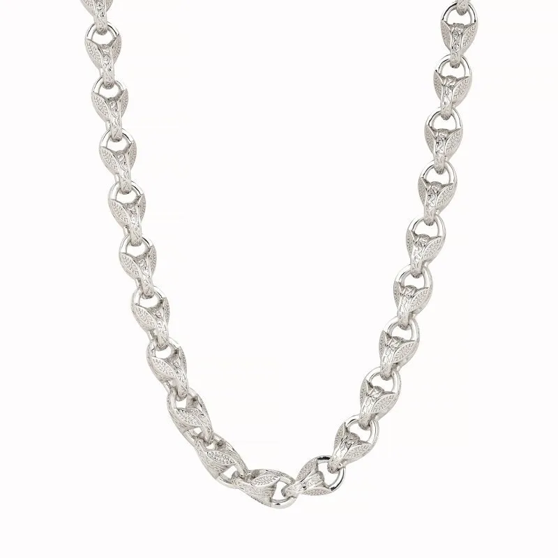 12mm Silver Filled Bonded Patterned Tulip Chain 27 Inches