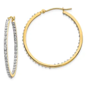 14k Diamond Fascination Round Hinged Hoop Earrings