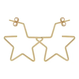 14k Gold Star Hoop Earrings