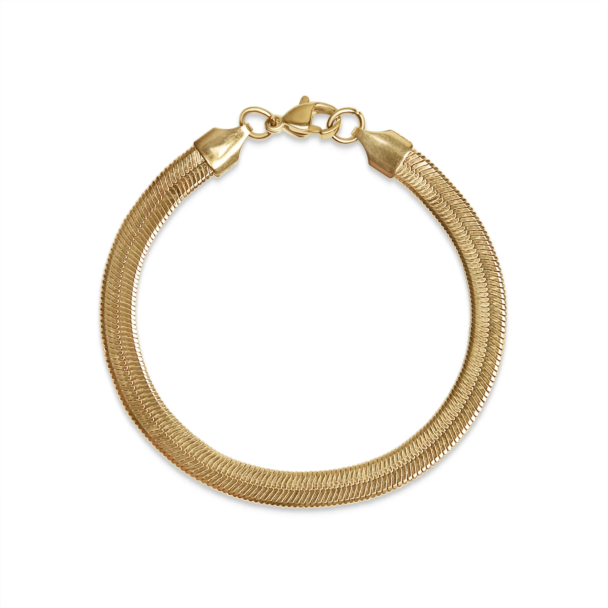 18k Gold PVD Coated Stainless Steel Herringbone Chain Bracelet / BRJ9082