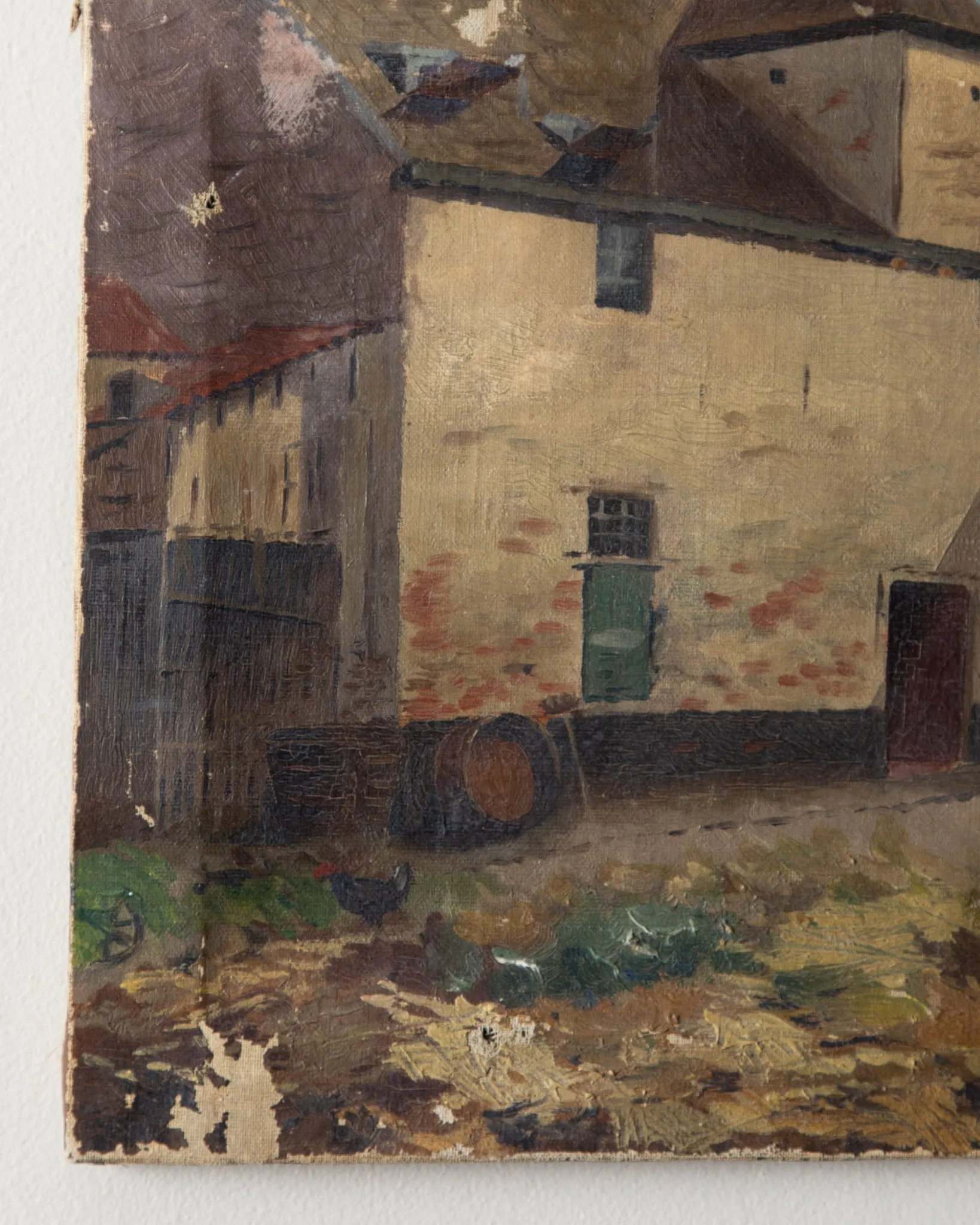 1903 French Farmhouse Scenery Oil Painting