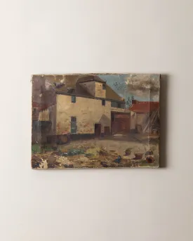 1903 French Farmhouse Scenery Oil Painting