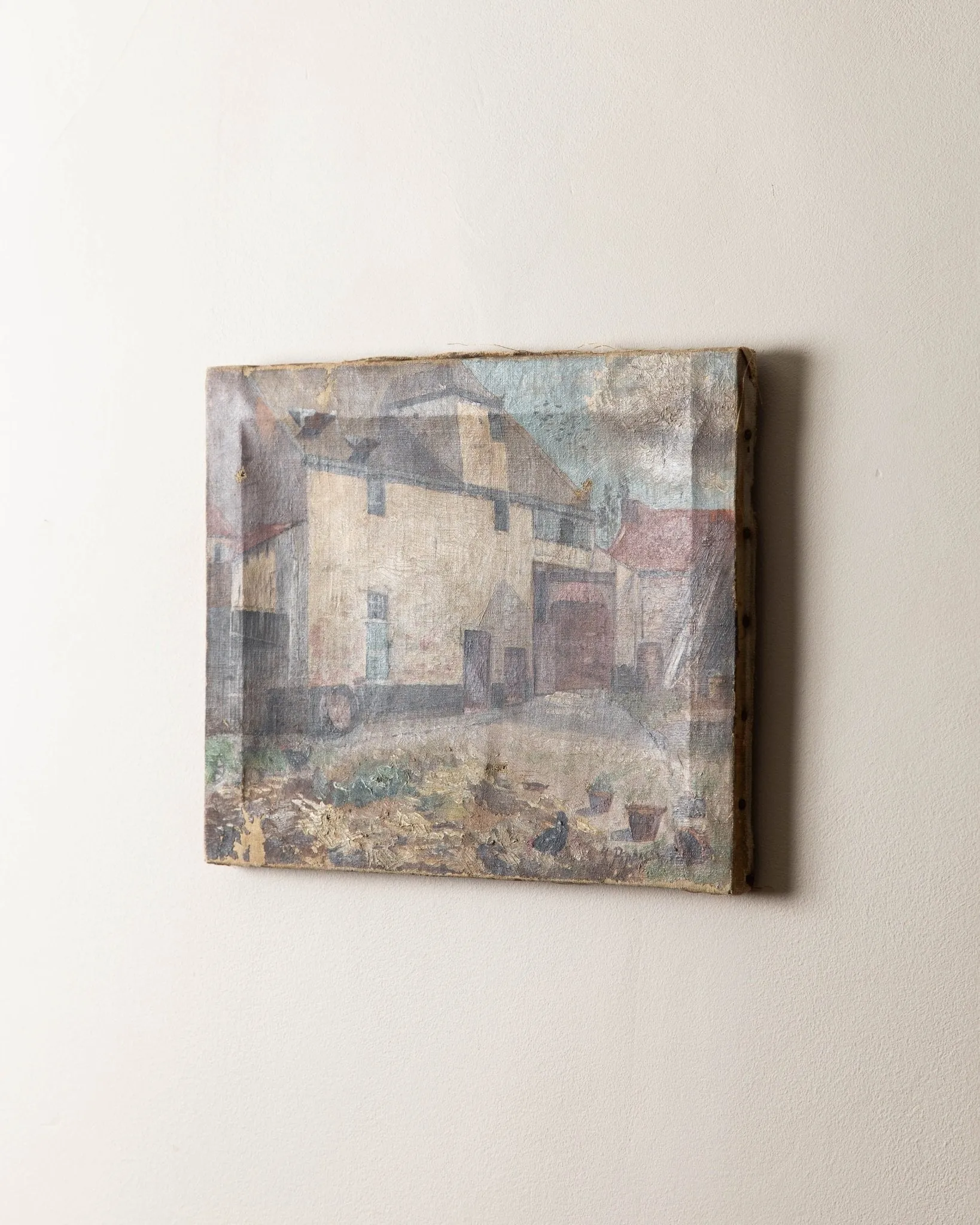 1903 French Farmhouse Scenery Oil Painting