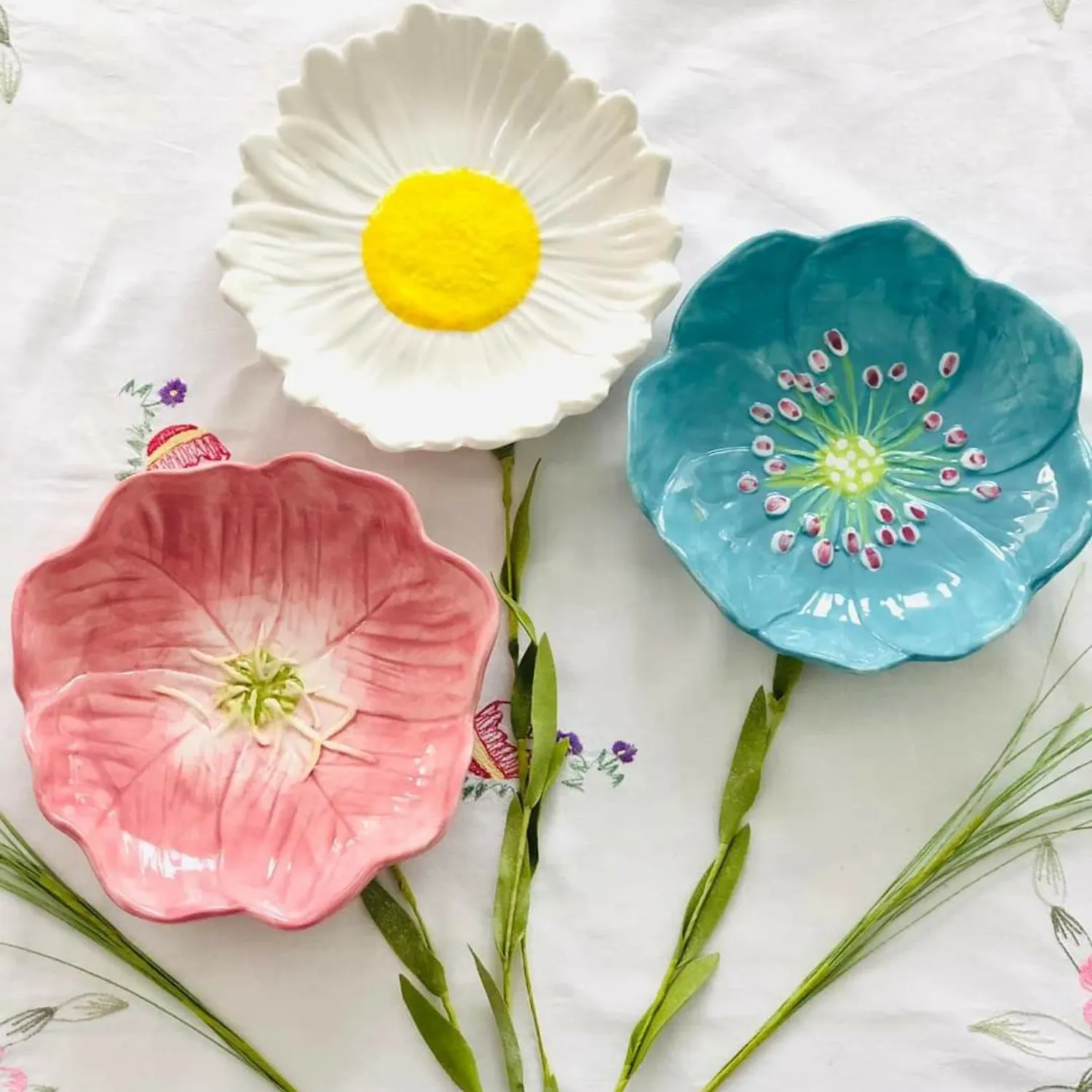 6" Flower Snack Plate in Pink, White, or Blue