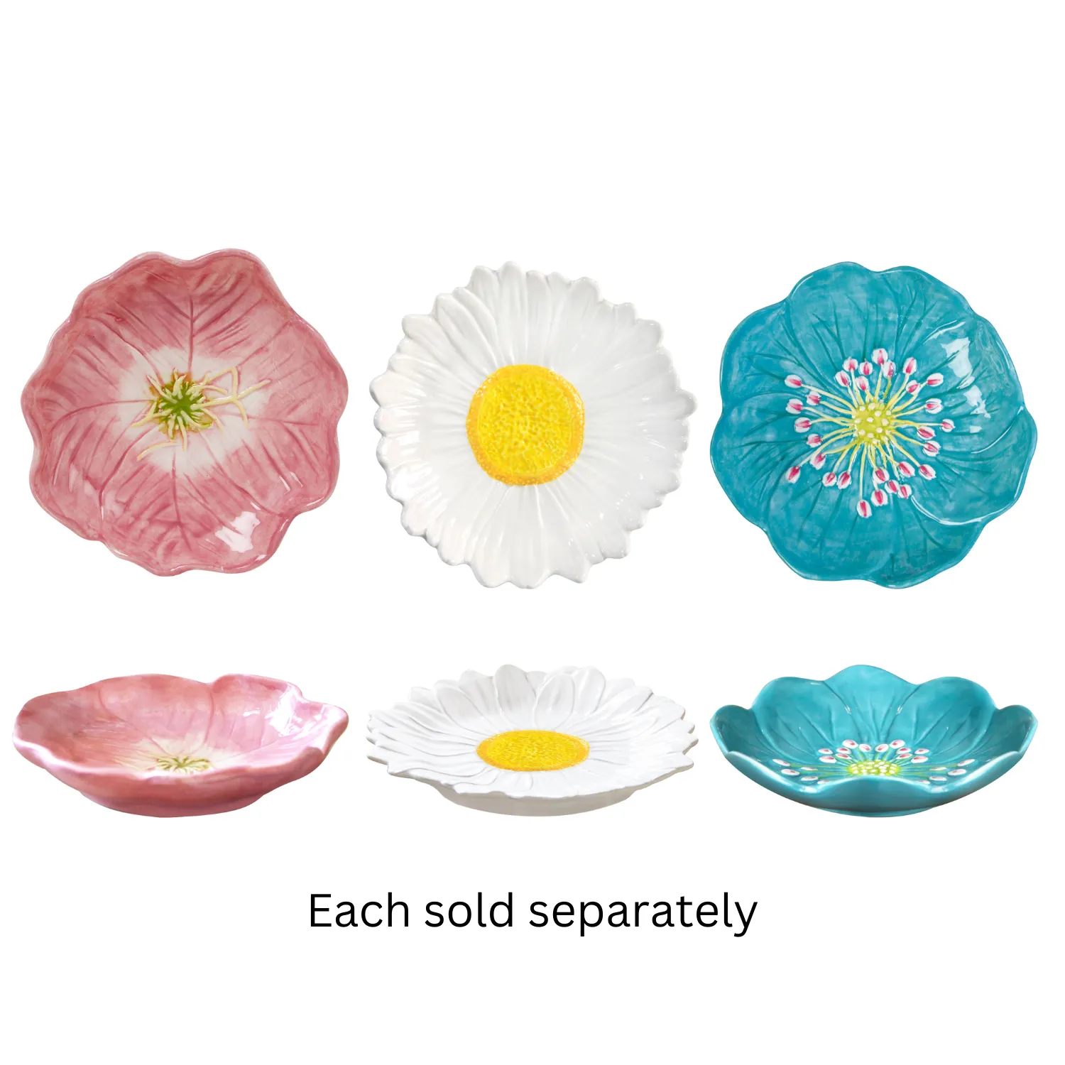 6" Flower Snack Plate in Pink, White, or Blue
