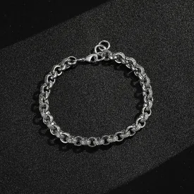 8mm Silver Filled Belcher Bracelet 750 CZ Stones 8/9 Inch