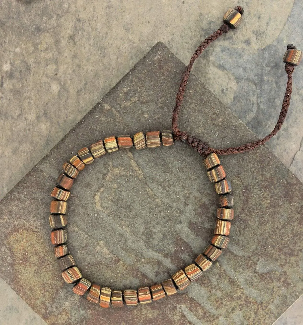 African Glass Bead Dark Bracelet