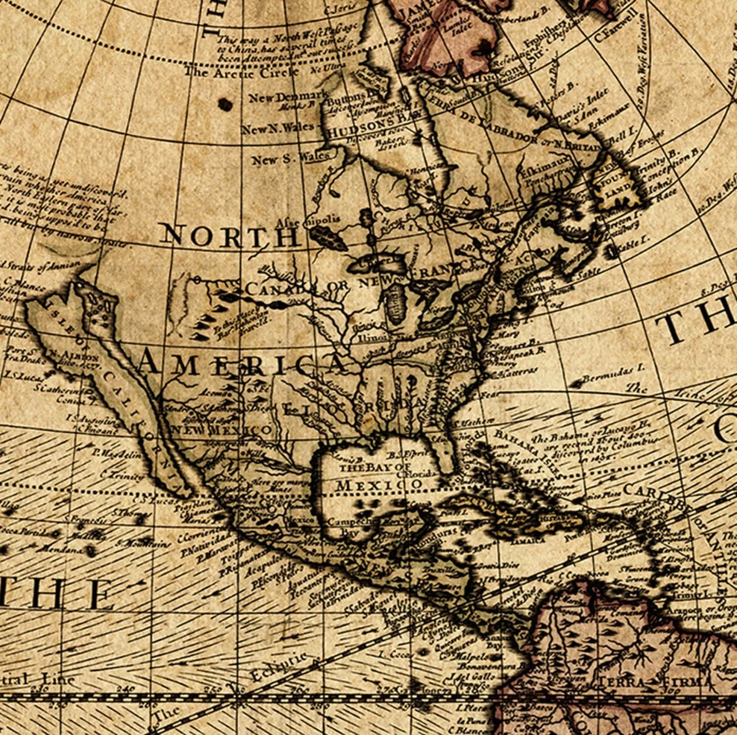 Aged Tan World Map Canvas Wall Art