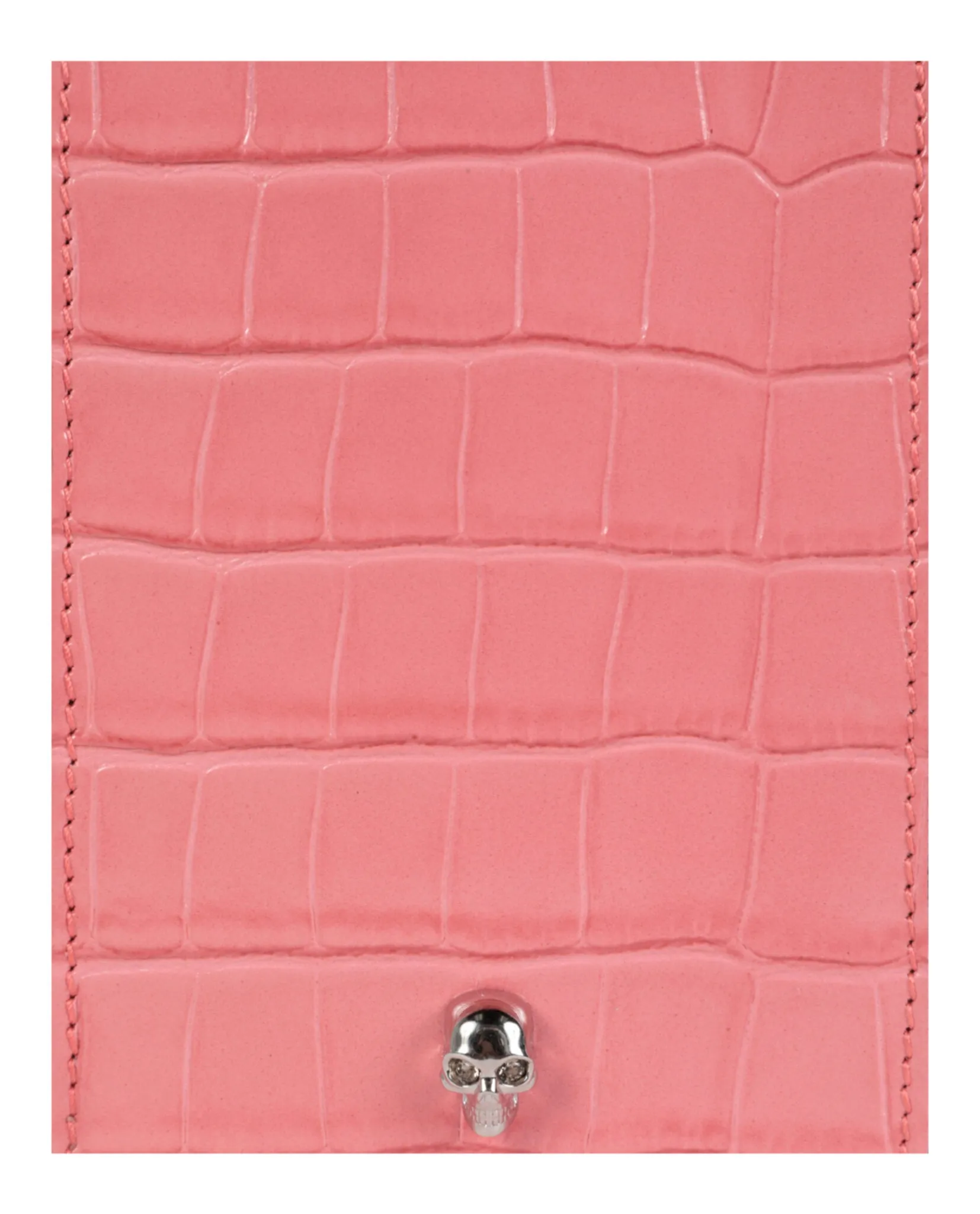 Alexander McQueen Womens Croc Embossed Leather Crossbody Phone Case