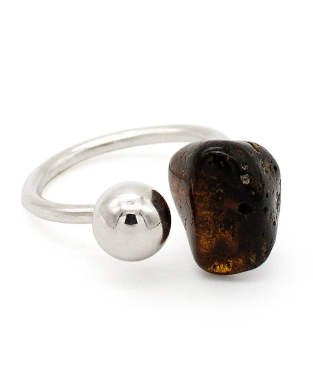 Amber Orb: Dark Silver Ring