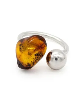 Amber Orb: Dark Silver Ring