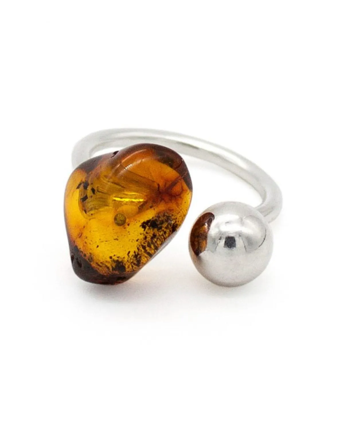 Amber Orb: Dark Silver Ring