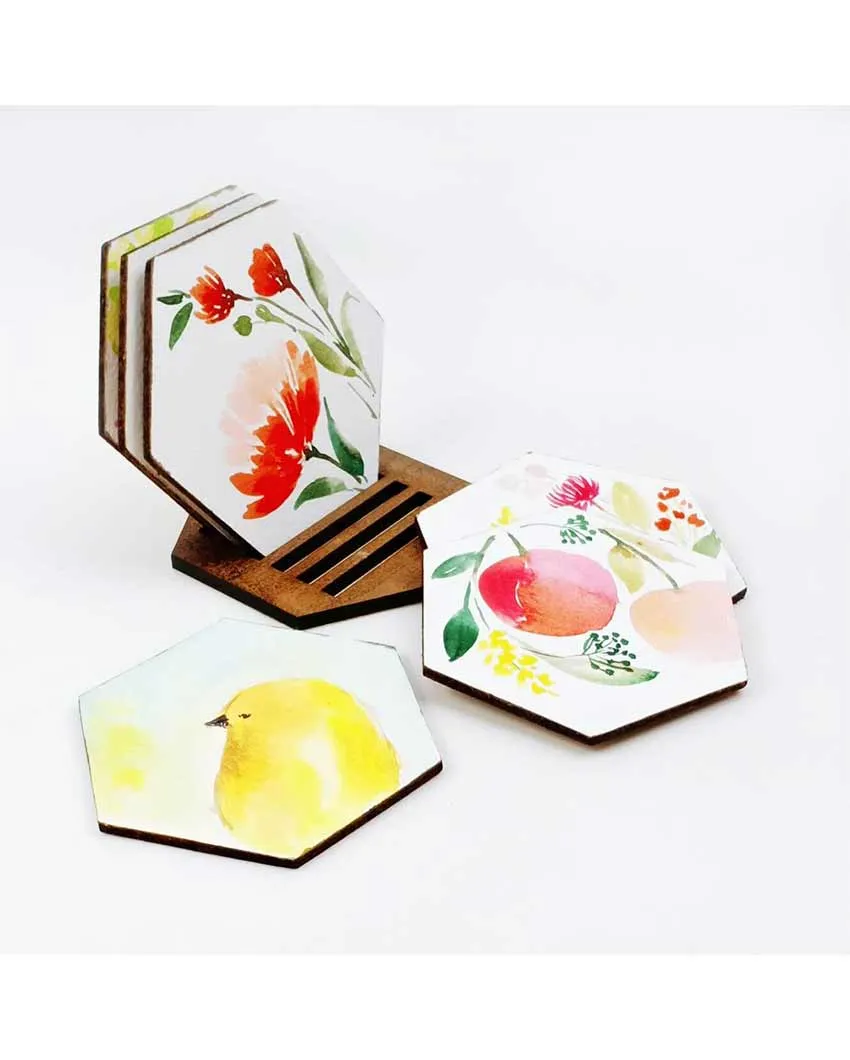Antique Hand Painted MDF Coasters | Set Of 6