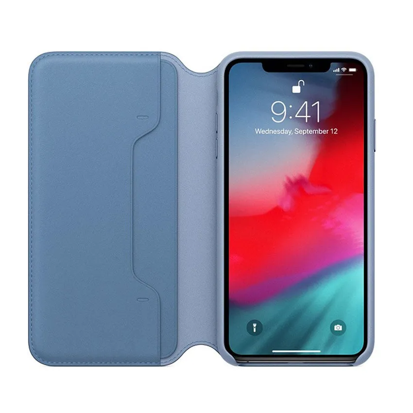 Apple iPhone XS Max Leather Folio Case Cornflower Blue