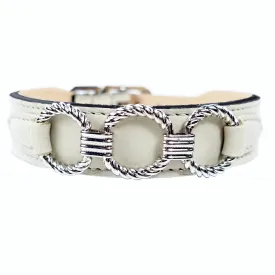 Athena Dog Collar in Eggshell & Nickel