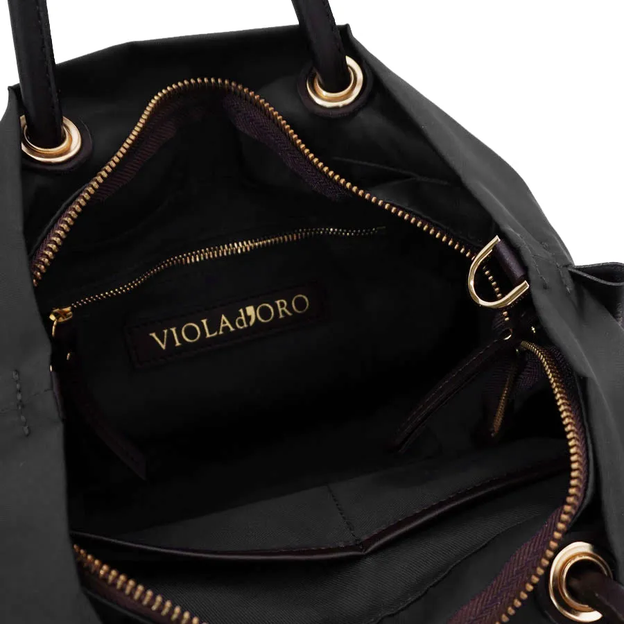 BIANCA-S Taupe x Black 2 Ways Tote
