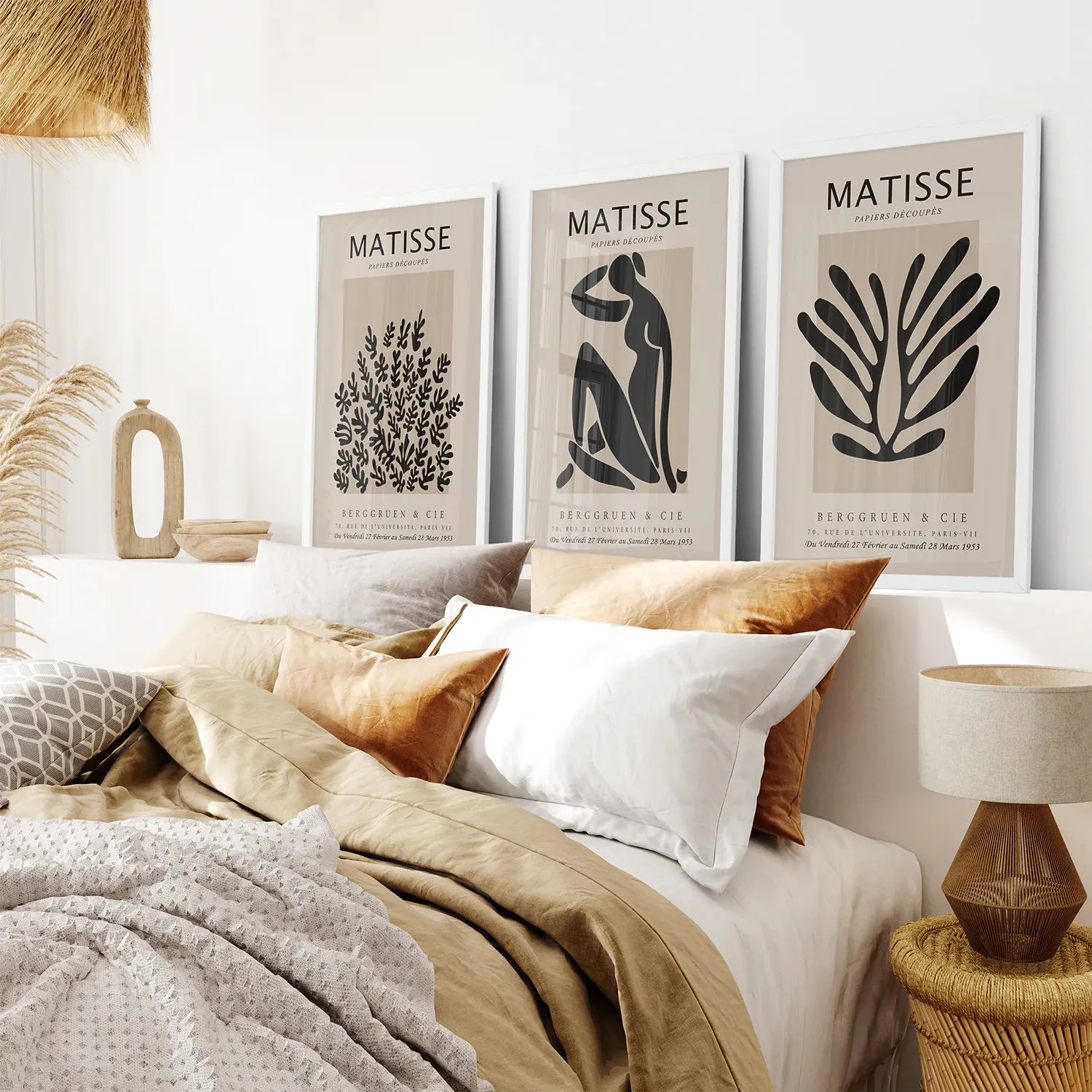Black and Beige Matisse Set of 3 Posters. Vintage Style