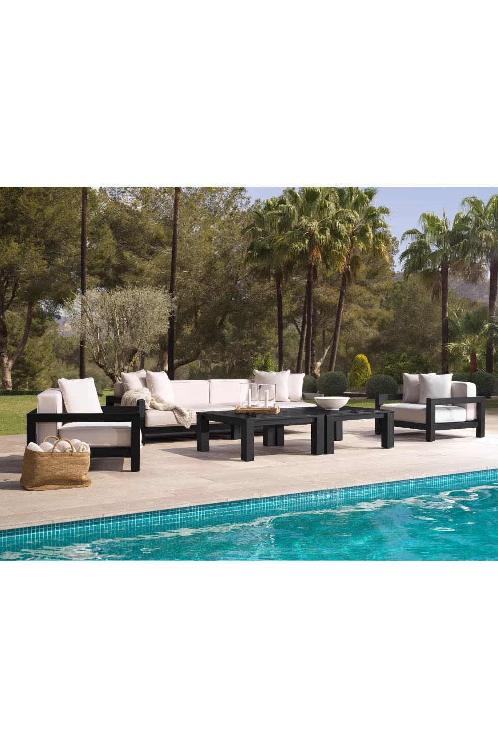 Black Beige Sunbrella Outdoor Sofa | Eichholtz Cap-Antibes
