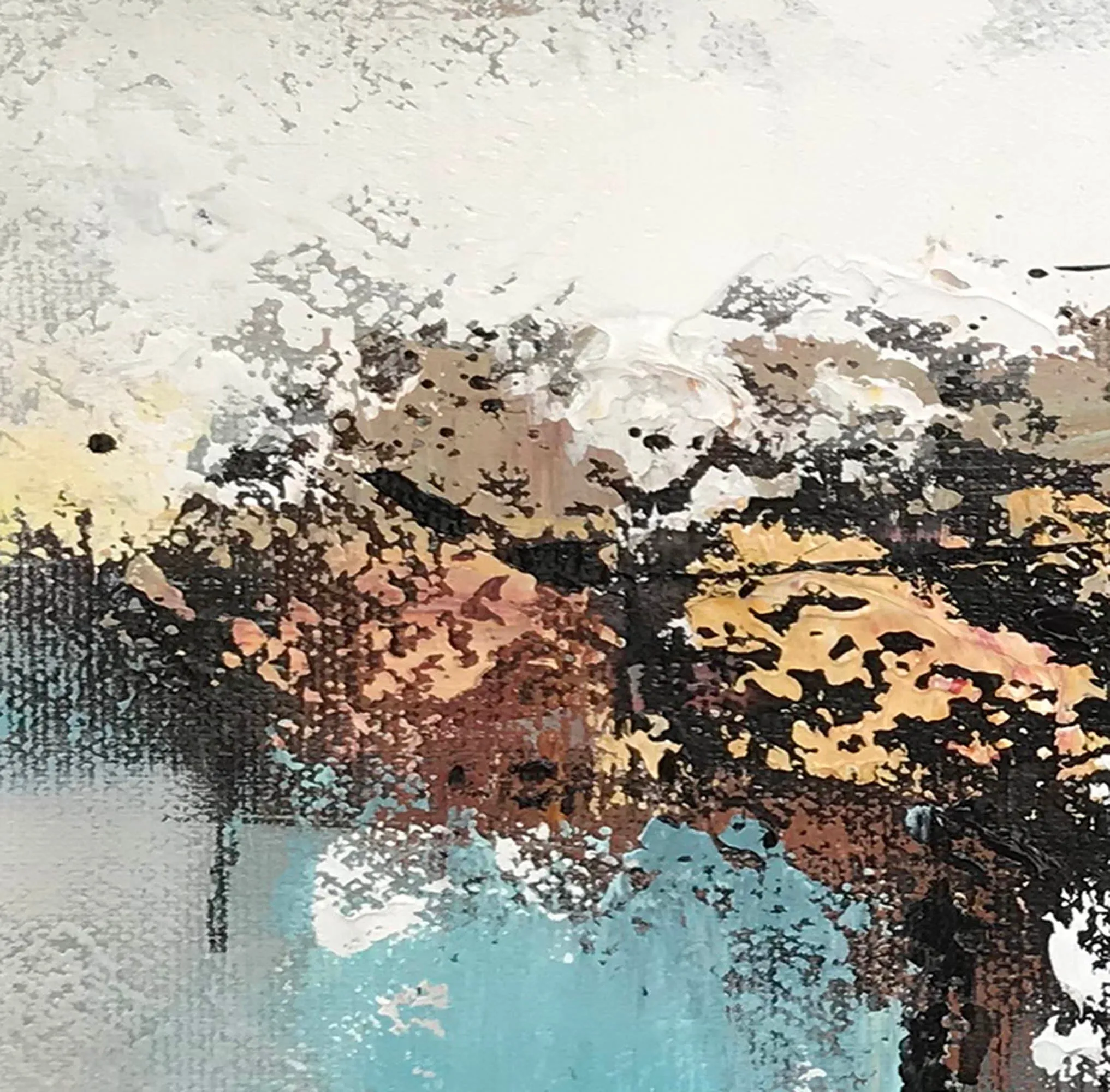 Black Blue White Abstract Painting on Canvas Contemporary Art Wp012