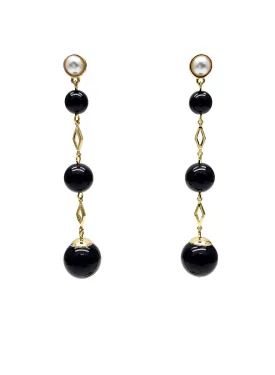 Black Obsidian Dangle Earrings NE006
