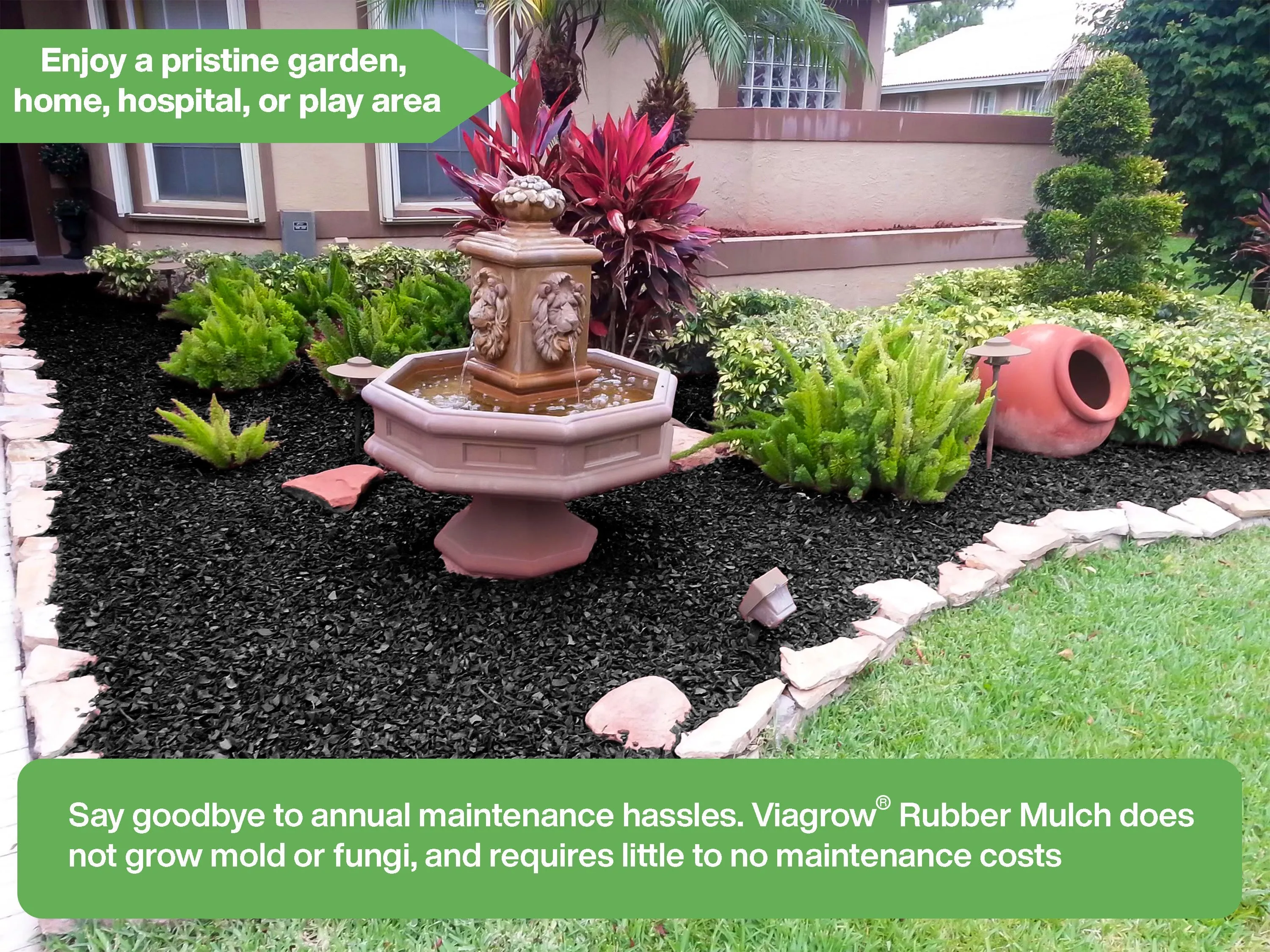 Black Rubber Playground & Landscape Mulch by Viagrow, 1.5 CF Bag ( 11.2 Gallons / 42.3 Liters) (EA)