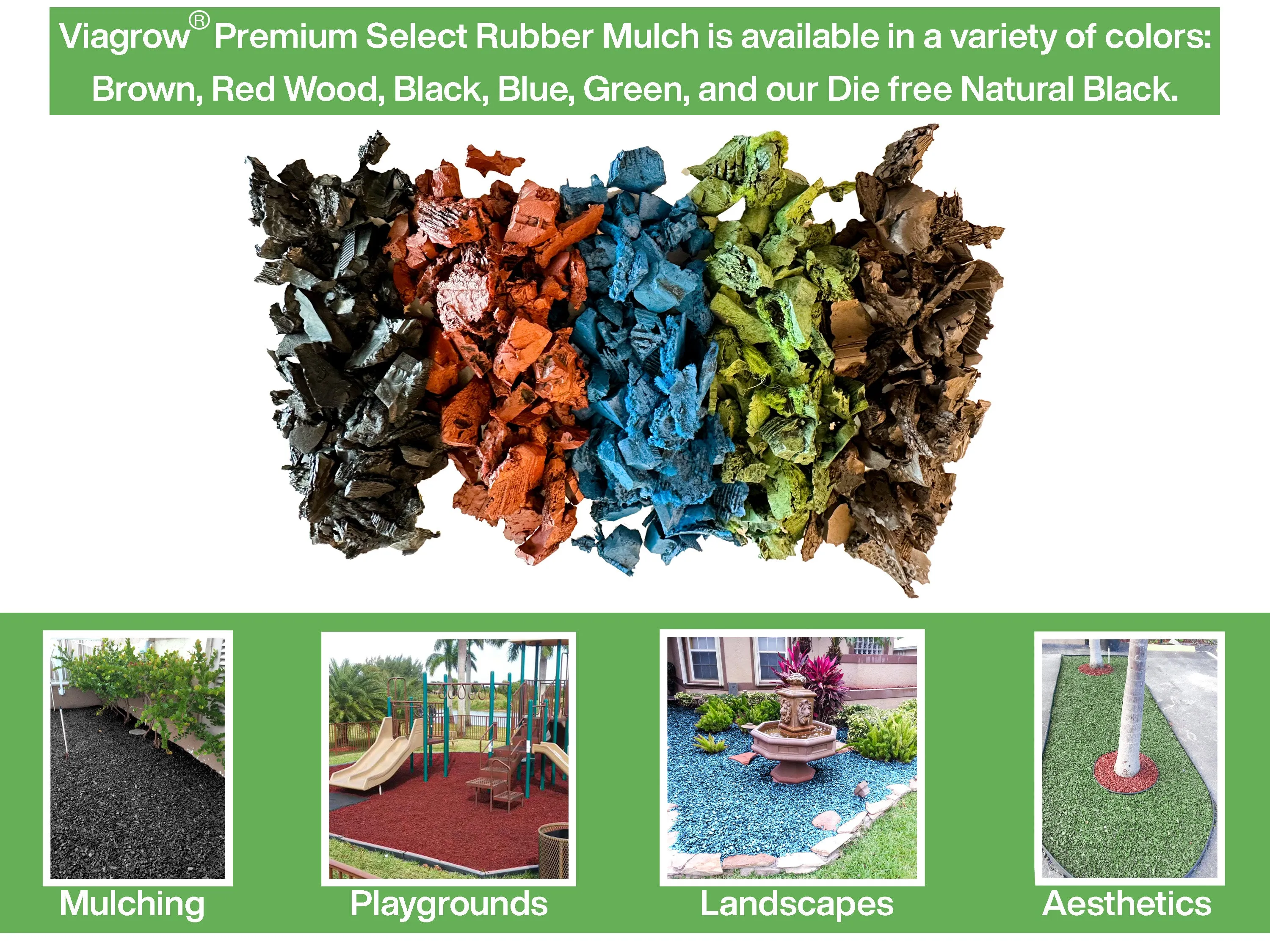 Black Rubber Playground & Landscape Mulch by Viagrow, 1.5 CF Bag ( 11.2 Gallons / 42.3 Liters) (EA)