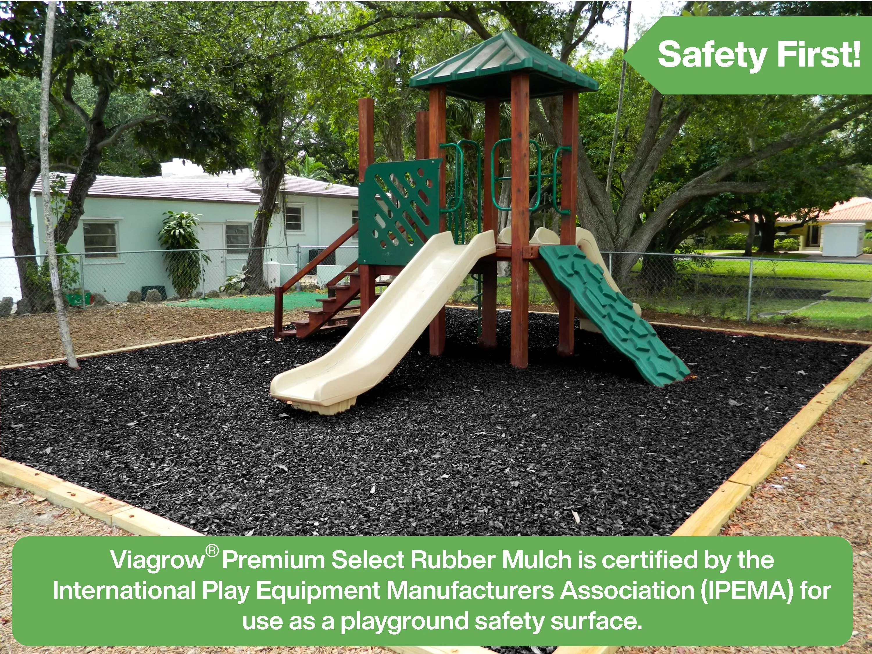 Black Rubber Playground & Landscape Mulch by Viagrow, 1.5 CF Bag ( 11.2 Gallons / 42.3 Liters) (EA)