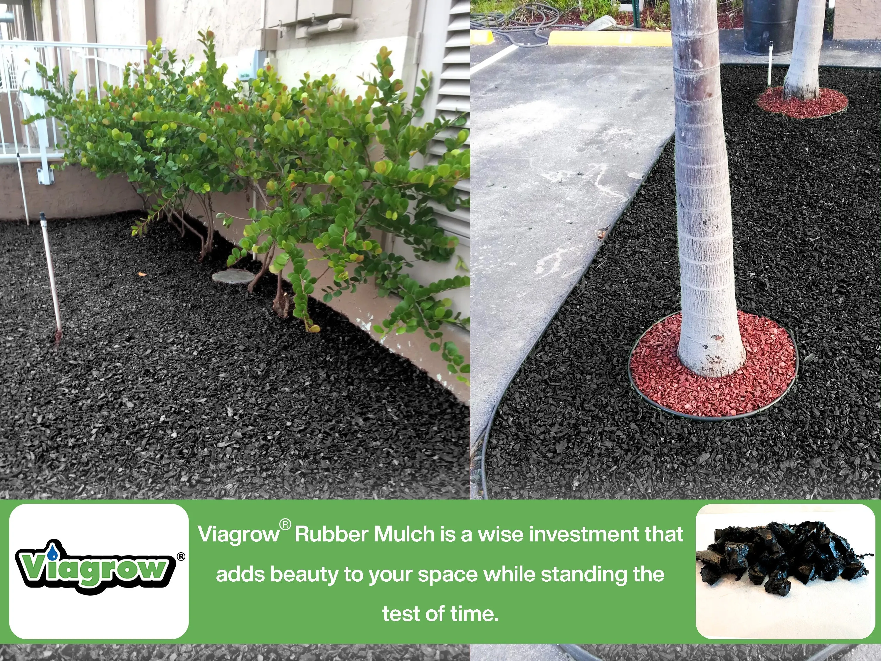 Black Rubber Playground & Landscape Mulch by Viagrow, 1.5 CF Bag ( 11.2 Gallons / 42.3 Liters) (EA)