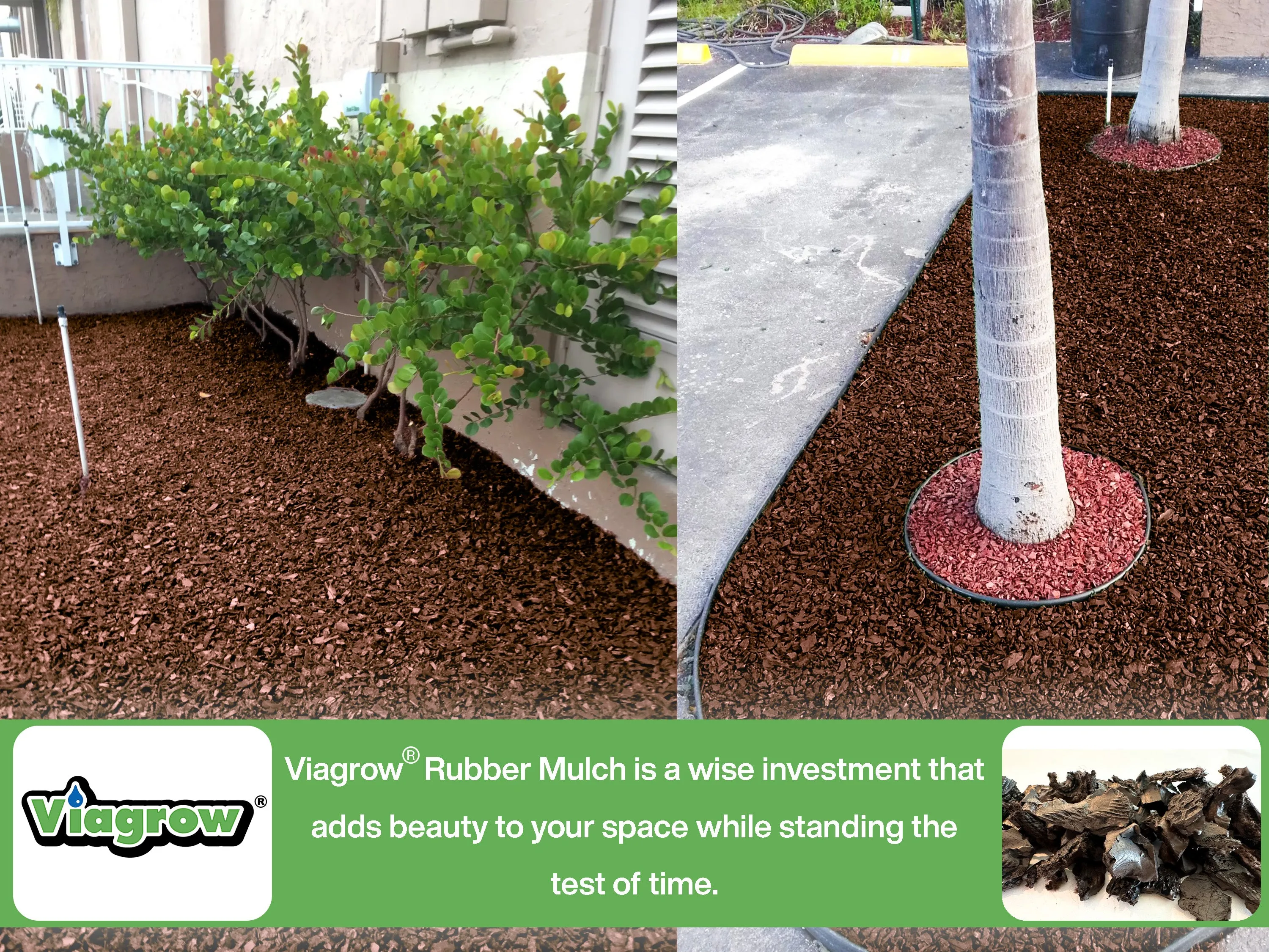 Brown Rubber Playground & Landscape Mulch by Viagrow, 1.5 CF Bag ( 11.2 Gallons / 42.3 Liters) (EA)