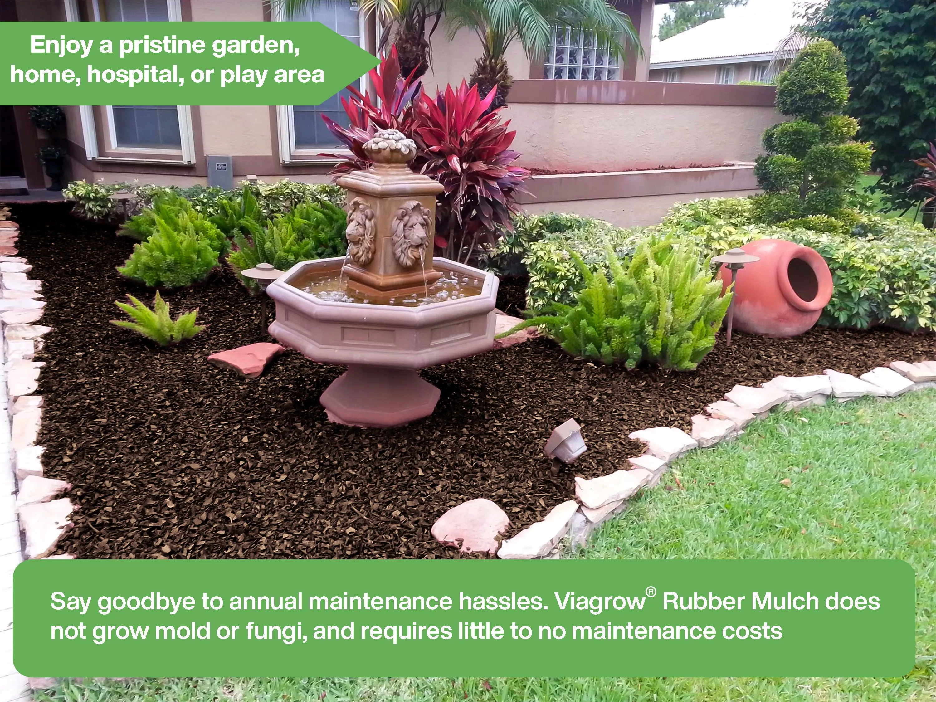 Brown Rubber Playground & Landscape Mulch by Viagrow, 1.5 CF Bag ( 11.2 Gallons / 42.3 Liters) (EA)