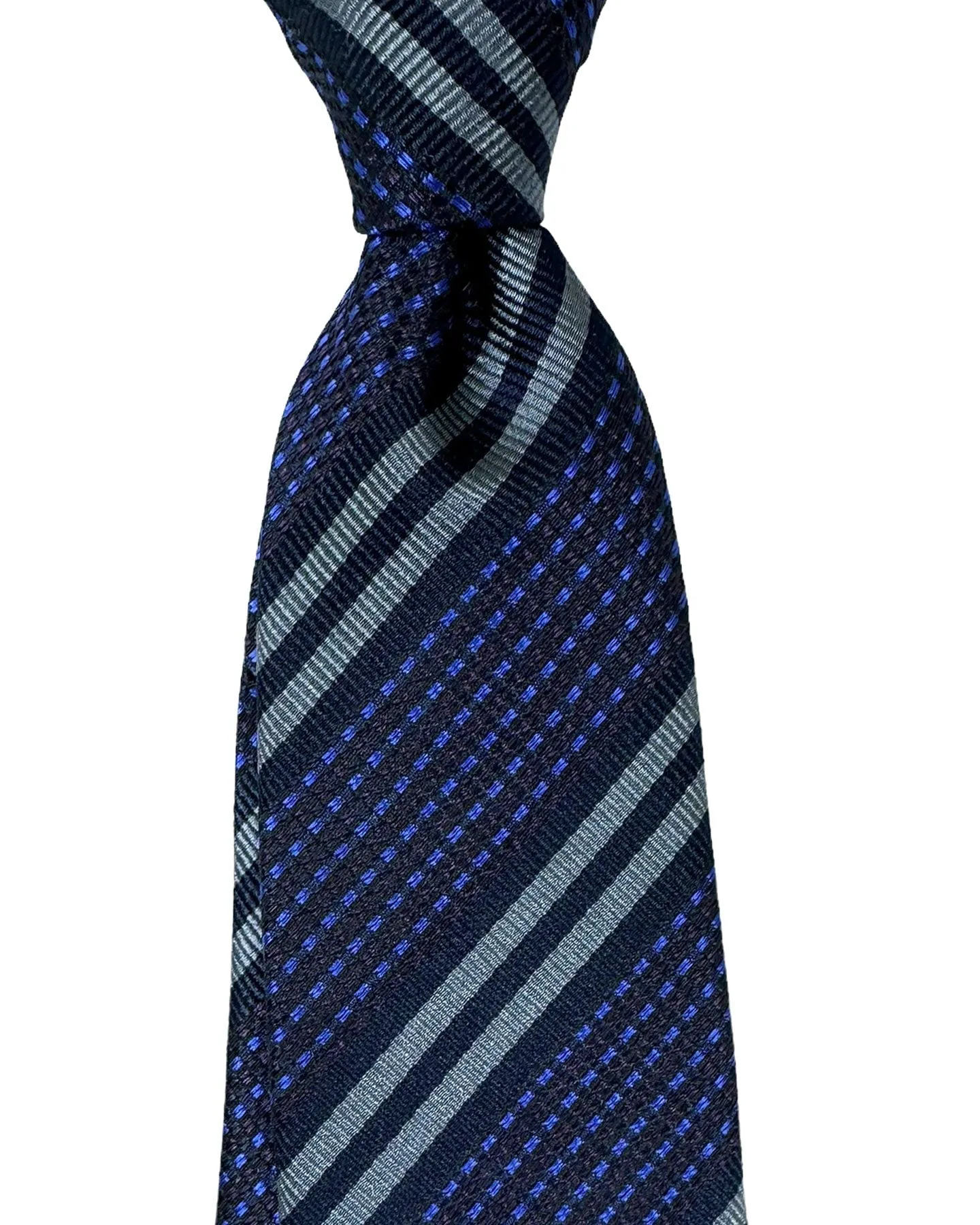 Canali Silk Tie Dark Blue Gray Purple Stripes - 2024 Collection
