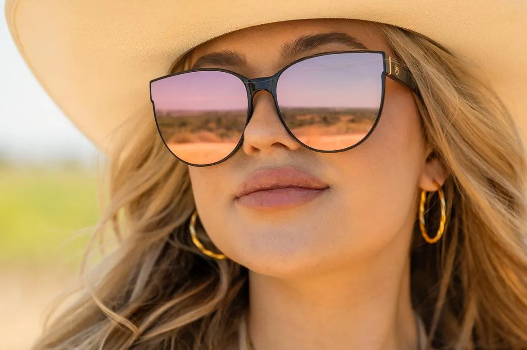 Carat Sunglasses - Black Frame  Rose Gold Polarized Lens