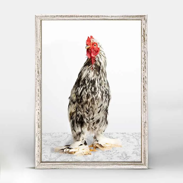 Charming Chickens - Black And White Mini Framed Canvas