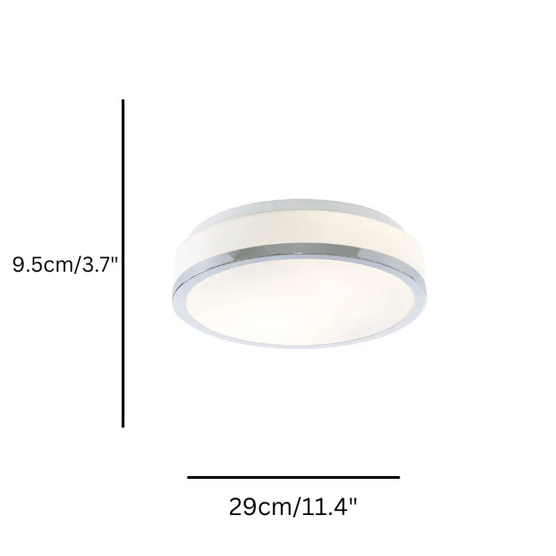 Cheese Bathroom IP44 2 Light Ceiling Flush White Glass Shade
