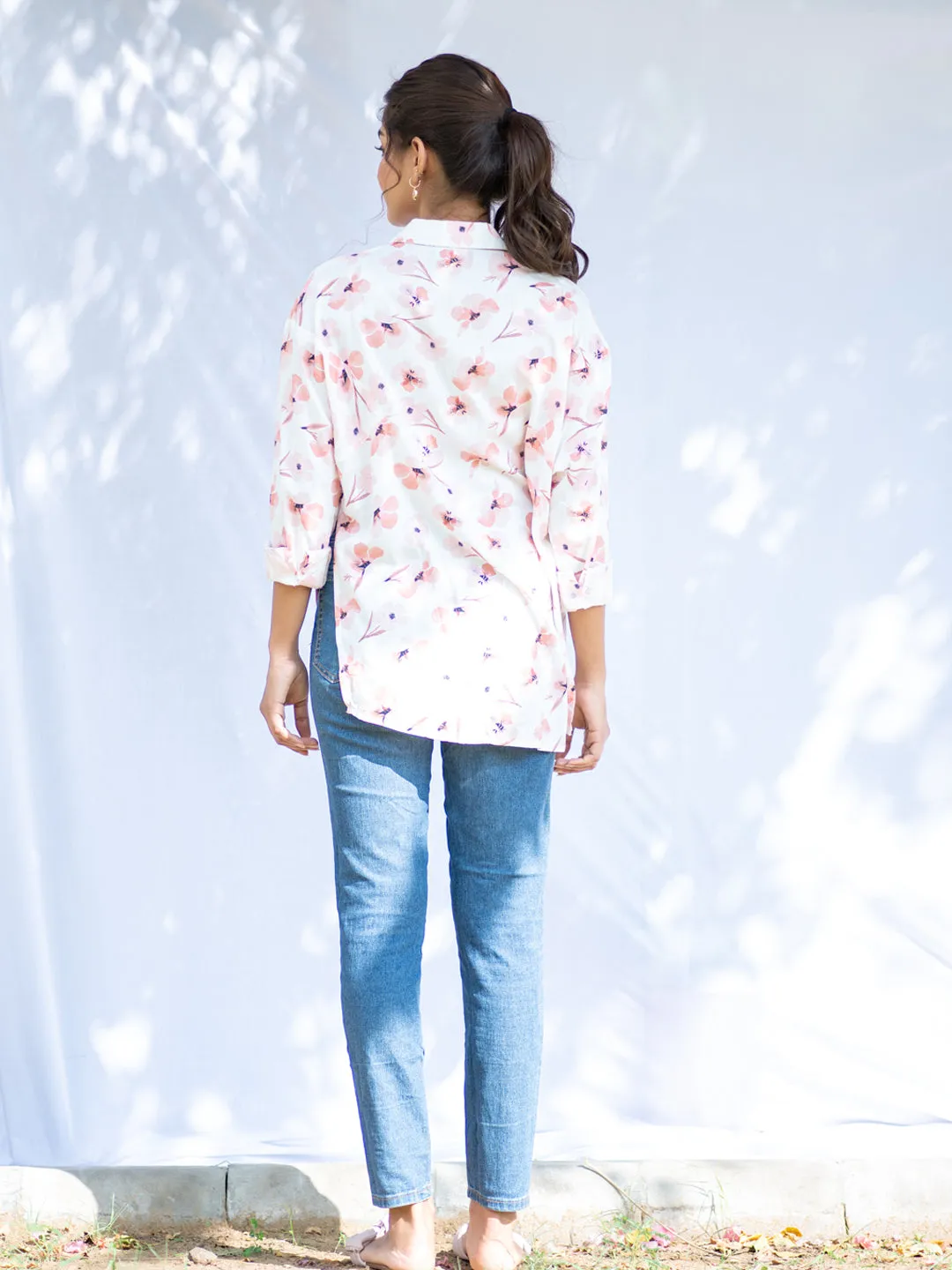 Cherry Blossom Oversized Cotton Shirt