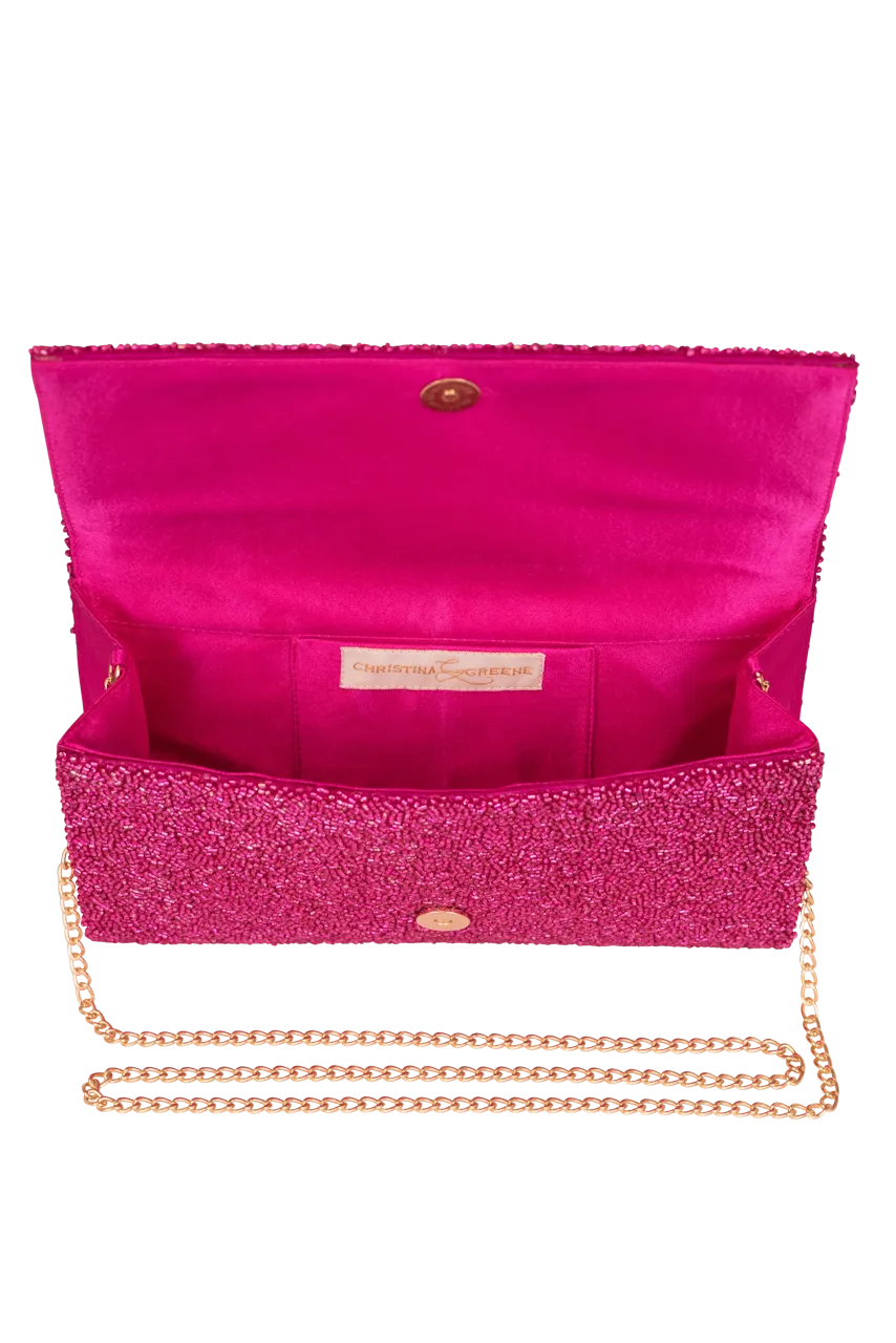 Christina Greene Howdy Beaded Clutch Bag - Pink