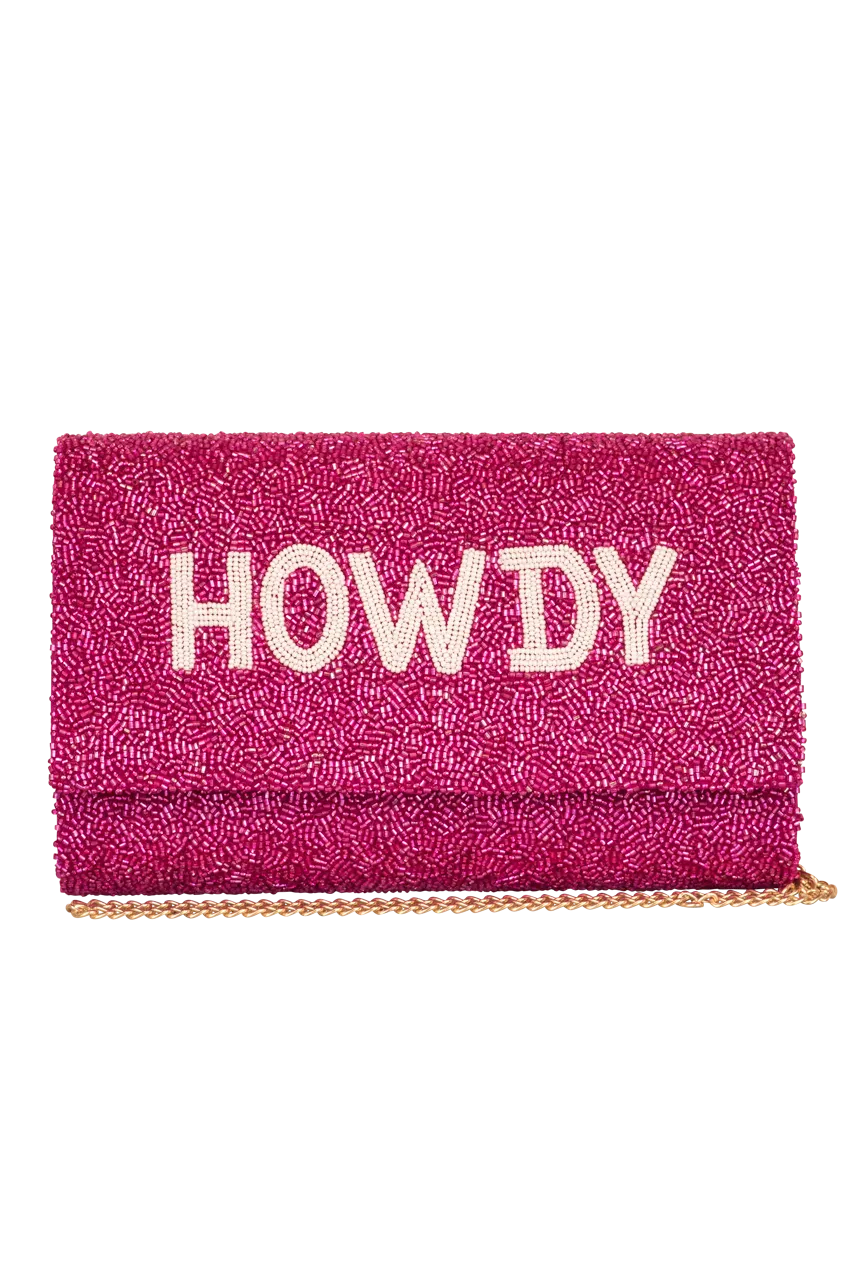 Christina Greene Howdy Beaded Clutch Bag - Pink