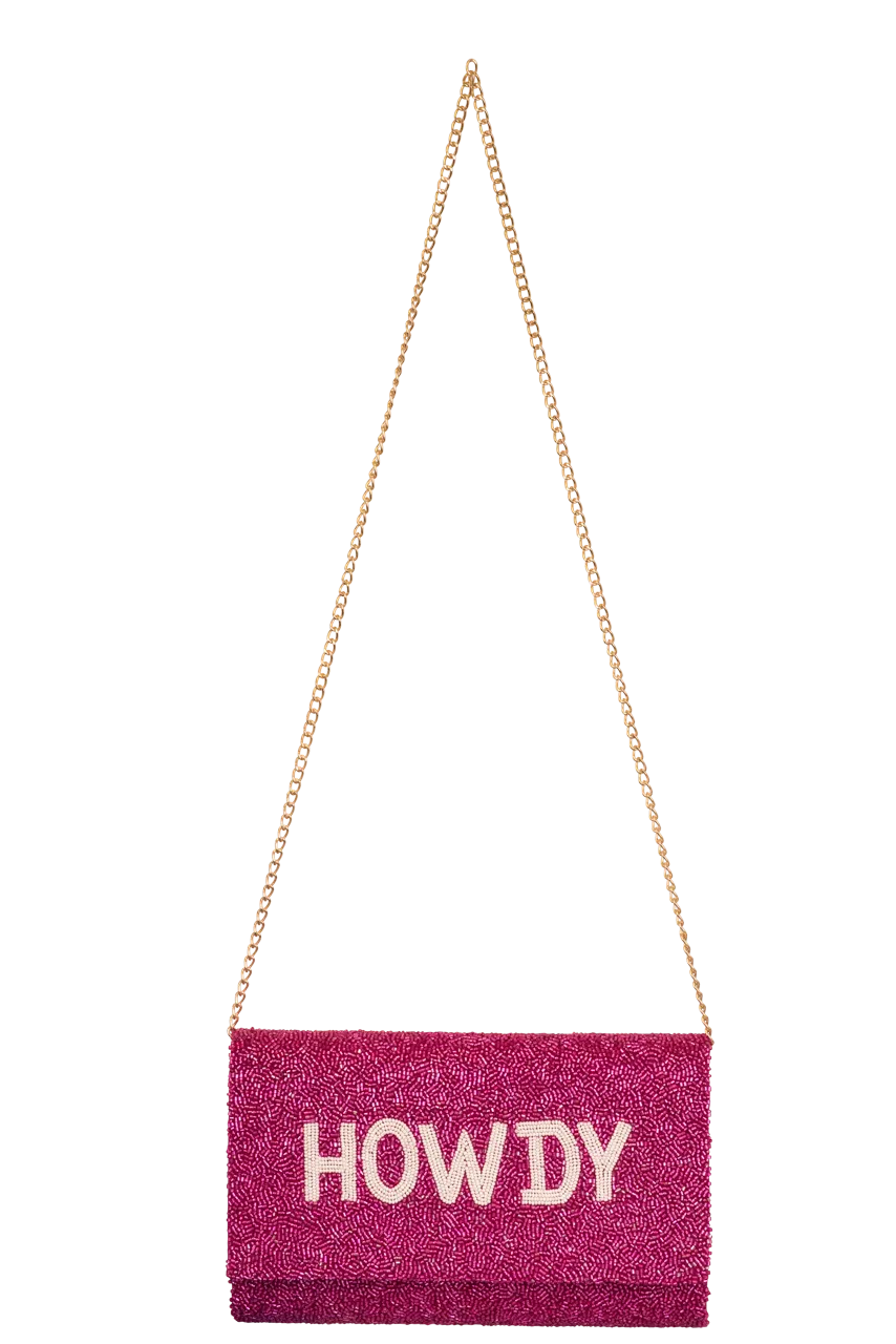 Christina Greene Howdy Beaded Clutch Bag - Pink