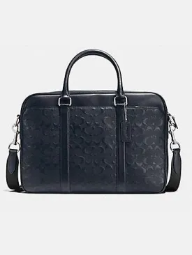 Coach Men's Perry Slim Brief In Signature Crossgrain Leather Bag Midnight F72230