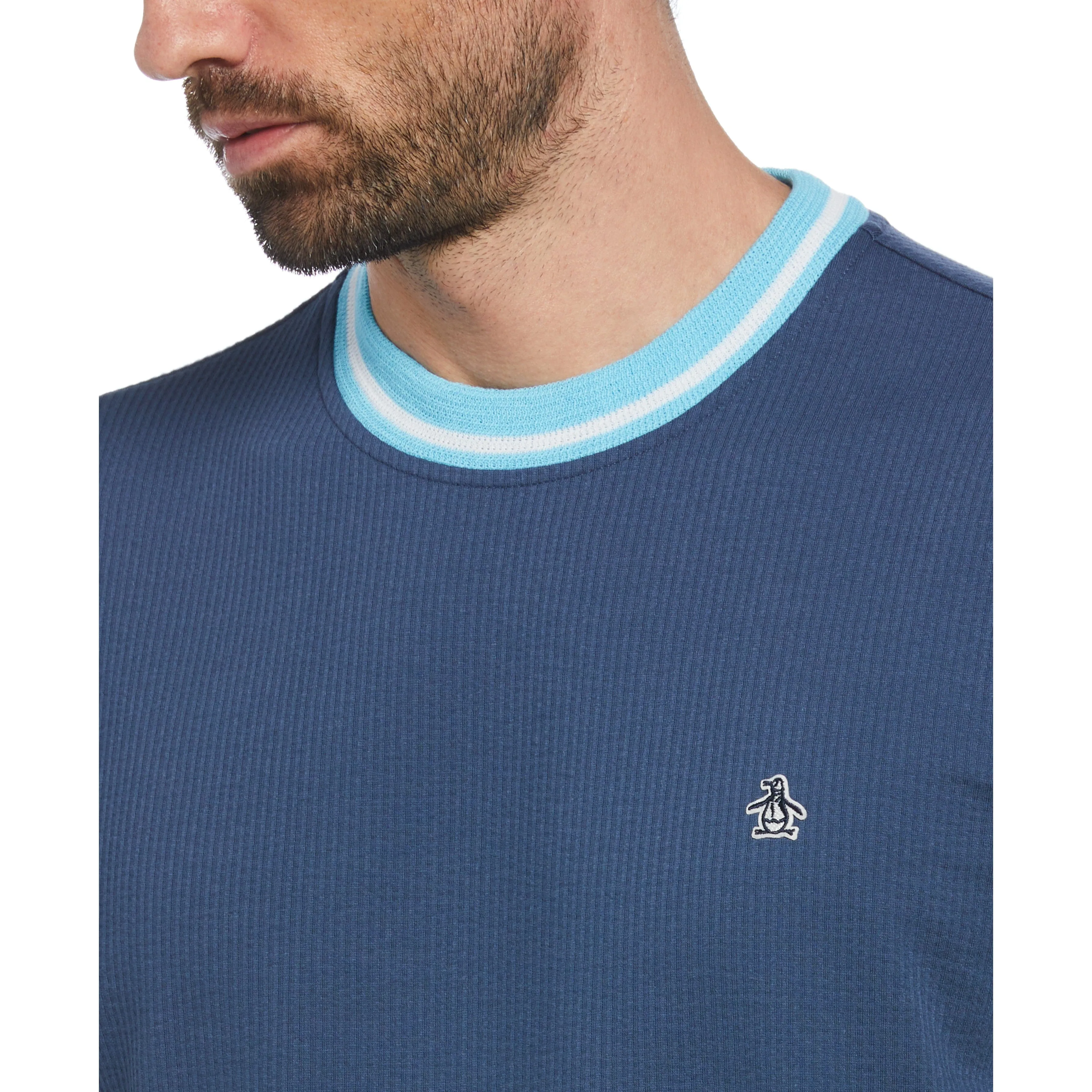 Cotton Seersucker Ringer Tee