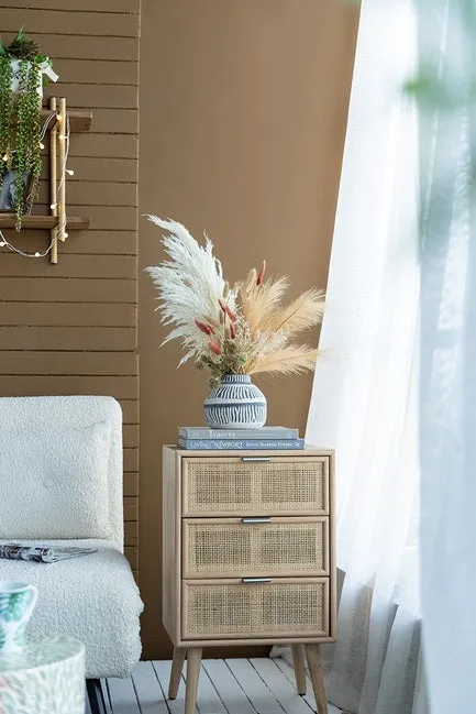 Cream & Grey Ceramic Squat Vase