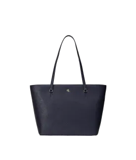Crosshatch Leather Medium Karly Tote - Navy
