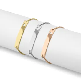 Curved Cutout Heart Adjustable Stainless Steel Bar Bracelet / SBB0132