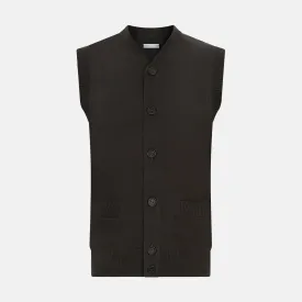 Dark Brown Cashmere Sleeveless Cardigan
