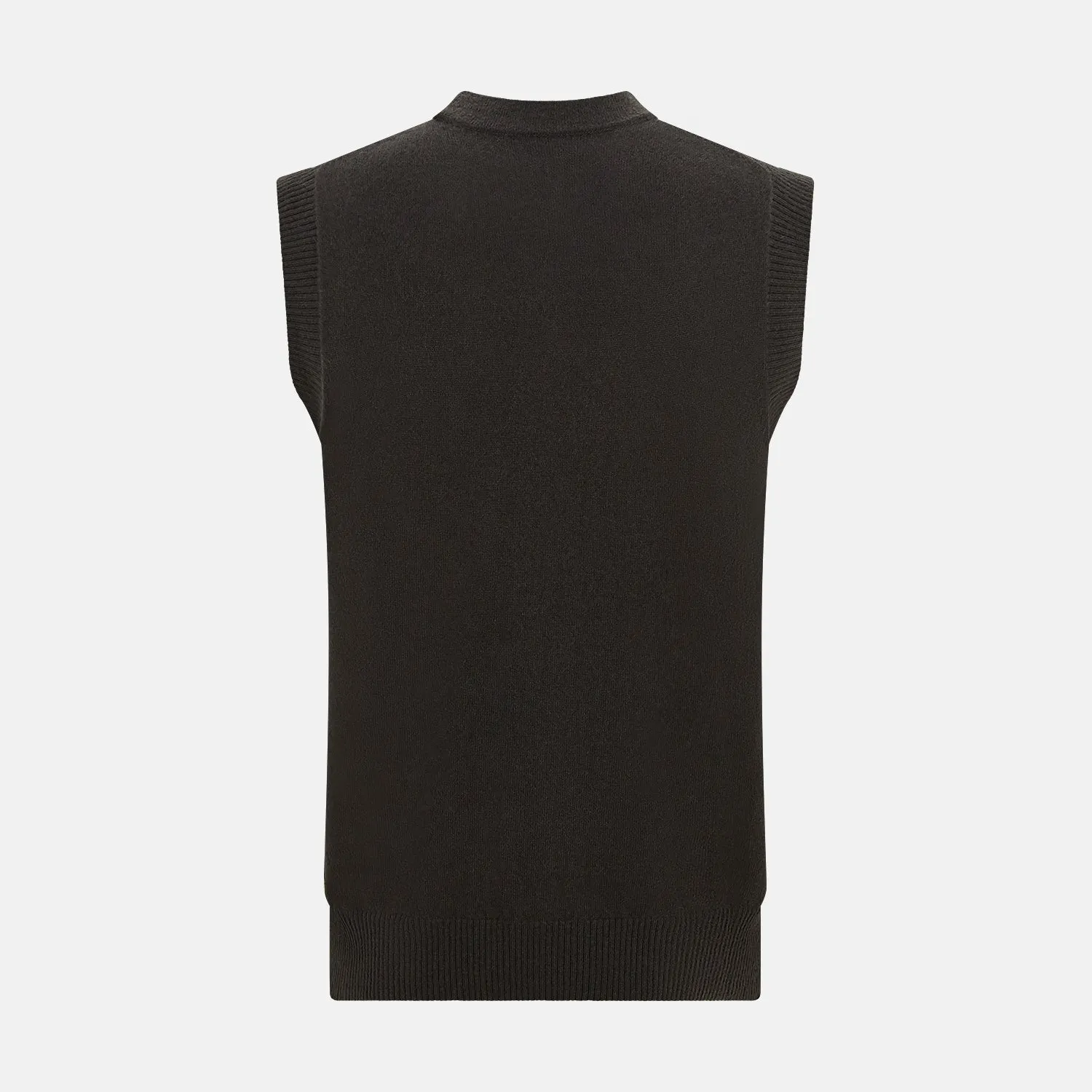 Dark Brown Cashmere Sleeveless Cardigan